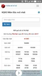 giao diện app bảng thống kê xổ số