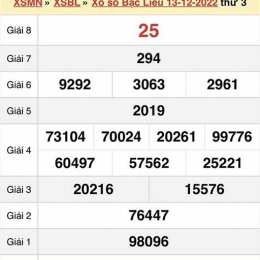 xổ số bạc liêu 12 tháng 05
