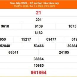 xổ số bạc liêu 24 tháng 03
