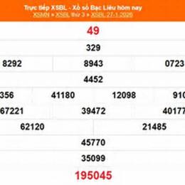 xổ số bạc liêu 27 tháng 1