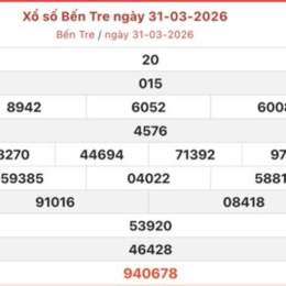 xổ số bến tre 31 tháng 03