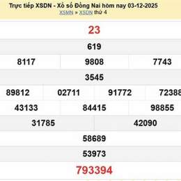 xổ số đồng nai ngày 3 tháng 12
