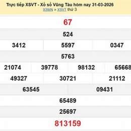xổ số vũng tàu 31 tháng 03