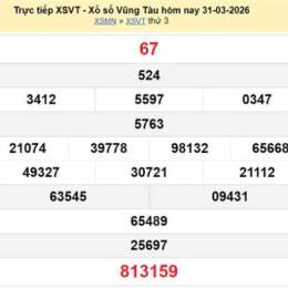 xổ số vũng tàu ngày 31 tháng 03